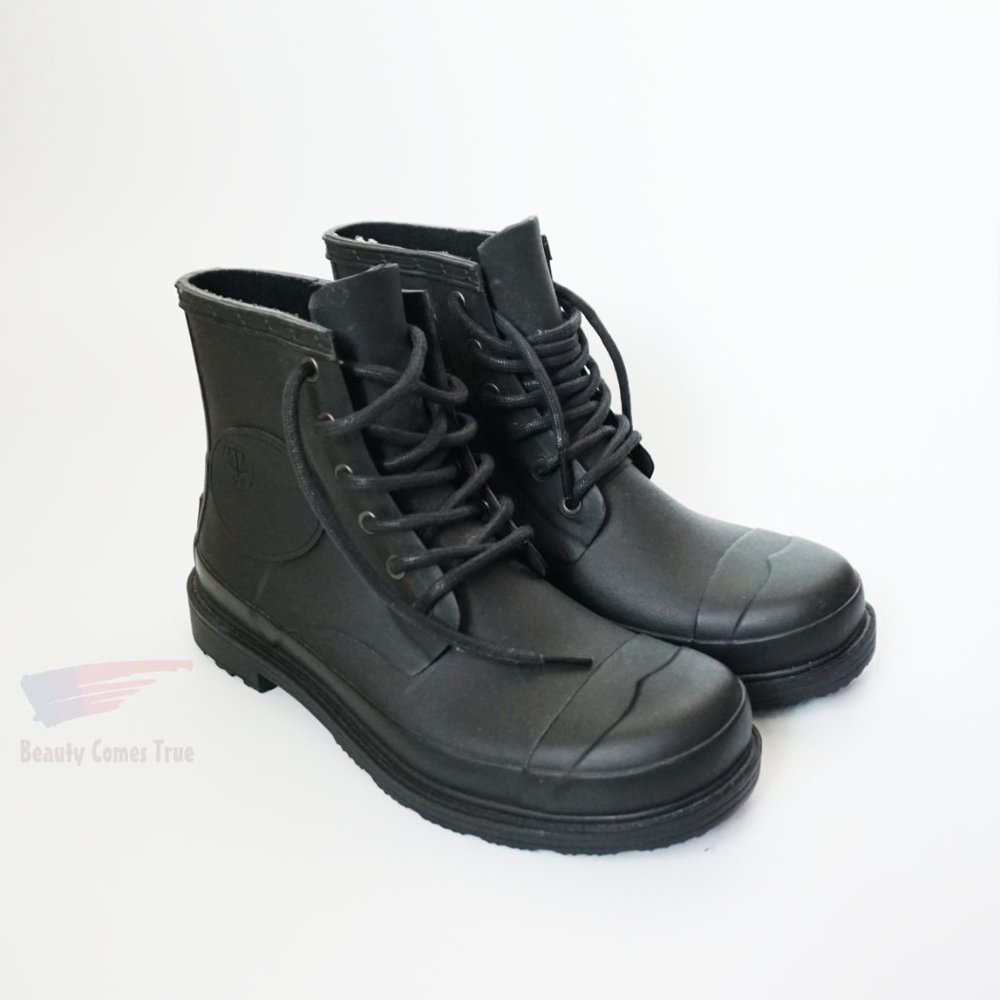 Hunter Women's Lace Up Rain Boots BLACK Size US 7 UK 6 *New without Box*